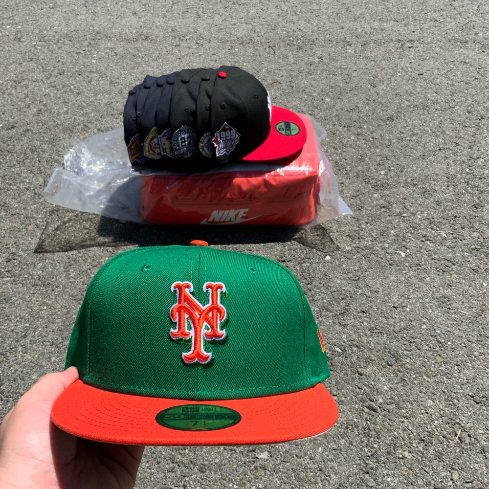 New Era New York Mets Brand New Green/Orange/Grey Fitted Size 7 1/4